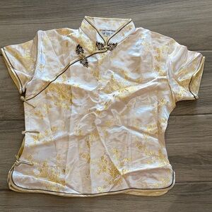 Chic Gold and Cream Women's Blouse